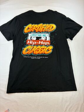 Hip-Hop Classic "Certified" Graphic Tee - Black with Yellow/Orange Accents